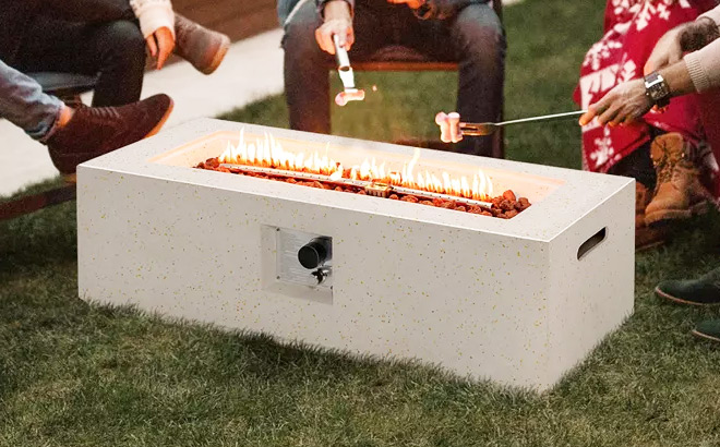 42 Inch Terrazzo Fire Pit Table with PVC Cover