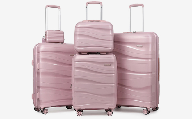 5 Piece Luggage Set in Pink Color 1