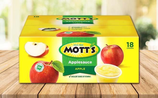 A Box of Motts Applesauce on a Table