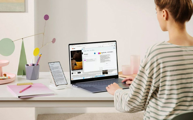 A Girl Working on a Laptop