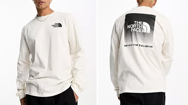 A Man Wearing The North Face Long Sleeve NSE T Shirt