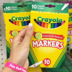 A Person Holding Crayola 10 Count Fine Line Markers