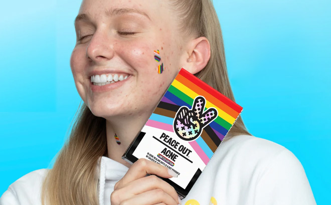 A Person Holding Peace Out Pride Acne Dots