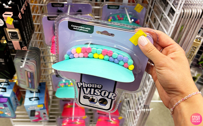 A Person Holding Phone Visor in Mint Color