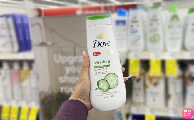 A Person Holding a Dove Refreshing Body Wash