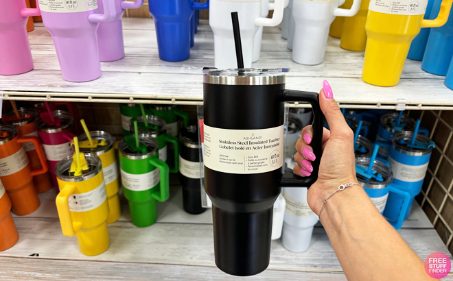 A Person Holding an Ashland Insulated Tumbler in Black