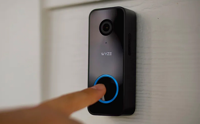 A Person Ringing the Wyze Wired v2 Video Doorbell