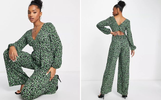 A Person Wearing Asos Long Sleeve Jumpsuit