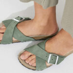 A Person Wearing Birkenstock Siena Suede Leather Sandals