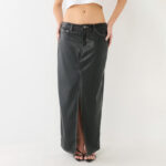 A Person Wearing True Religion Faux Leather Maxi Skirt