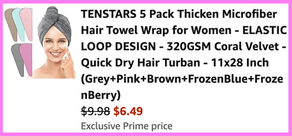 A Screen Grab of the Checkout Page for Tenstars 5 Pack Thicken Microfiber Hair Towels