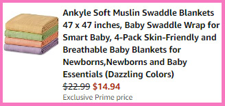 A Screen Grab on the Final Check out Page for Ankyle Muslin Swaddle Blankets 4 pk