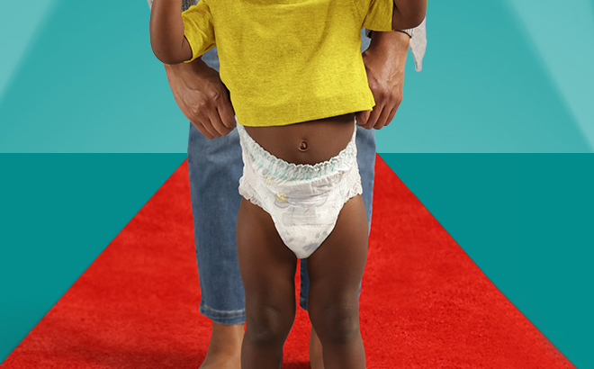 A Toddler Wearing Pamplers Swaddlers 360 Diaper