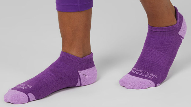 A Woman Wearing 32 Degrees Cool Comfort Ankle Running Socks