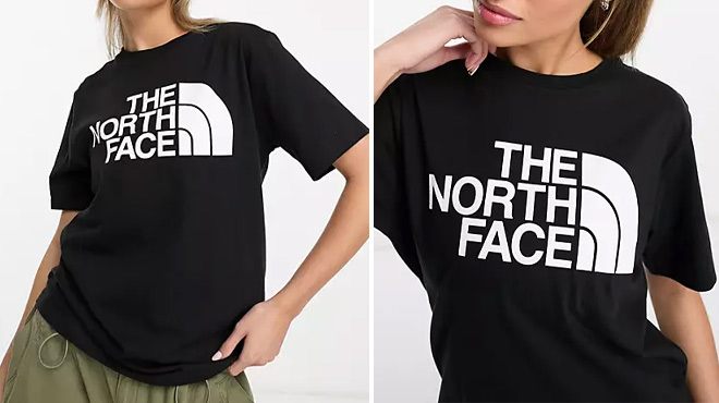 A Woman Wearing The North Face Half Dome T Shirt