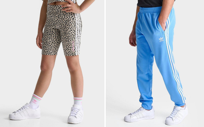 Adidas Girls Lifestyle Bike Shorts and Adicolor Classics Superstar Track Pants