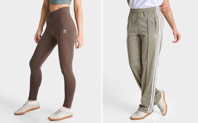 Adidas Womens High Waisted Leggings and Adicolor Classics Firebird Track Pants