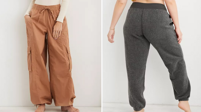 Aerie Go For It Baggy Cargo Pant and Fleece Corset Jogger