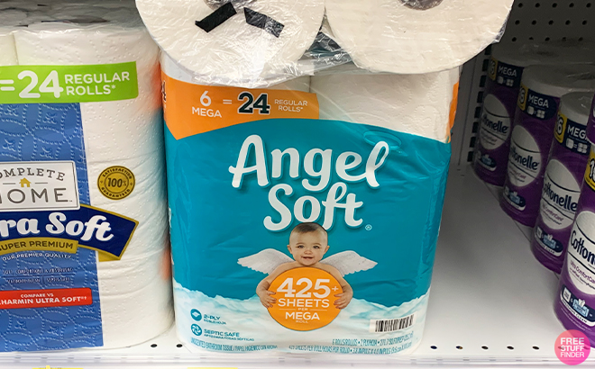 Angel Soft 6 Count Toilet Paper on Shelf at Walgreens