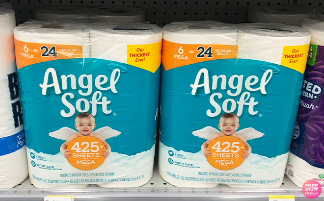 Angel Soft 6 Count Toilet Papers on Shelf at Walgreens