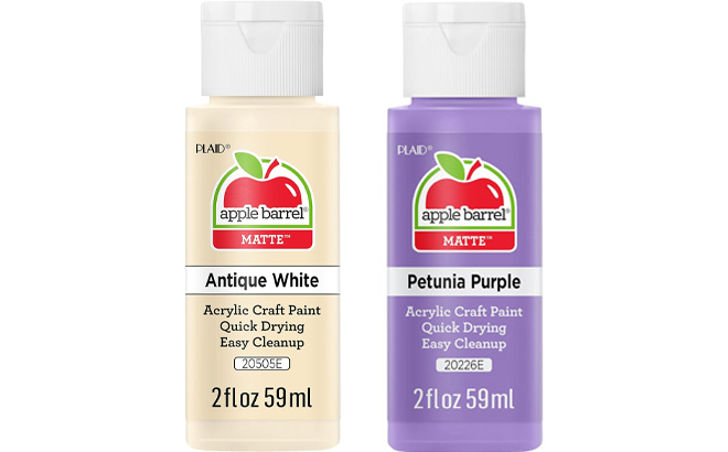 Apple Barrel Acrylic Paint in Antique White and Petunia Purple