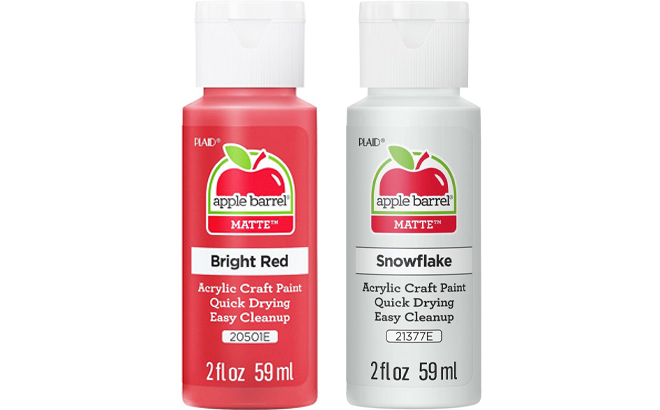 Apple Barrel Acrylic Paint in Bright Red and Snowflake