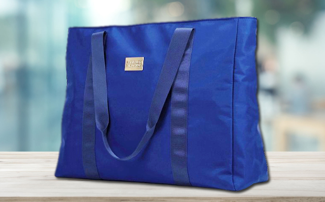 Badgley Mischka Nylon Travel Tote Weekender Bag in Blue Color