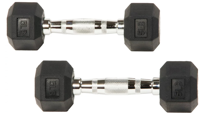 BalanceFrom Rubber Hex Dumbbells 5lb 2 Pack Black