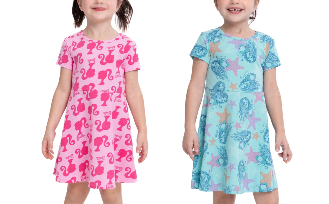 Barbie and Disney Little Mermaid Toddler Girls Print Skater Dress es