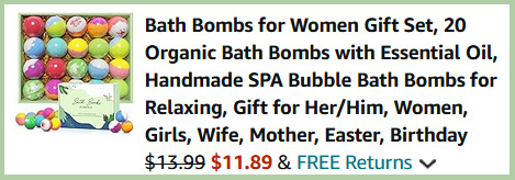 Bath Bombs Set Checkout Screen