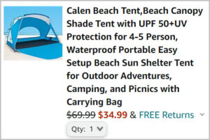 Beach Tent at Checkout