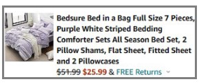 Bed Set Final Price at Checkout