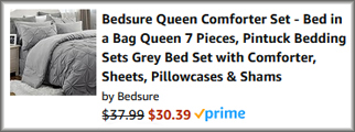 Bedsure Queen Comforter Set Checkout Screen