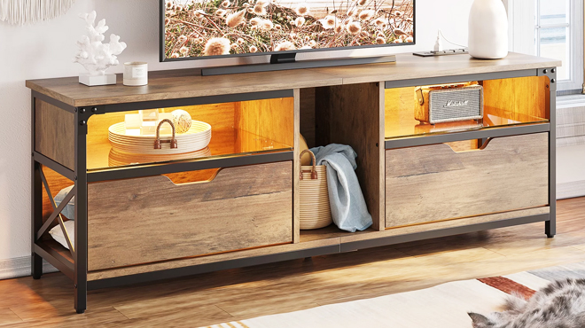 Bestier Modern TV Stand with Charging Station