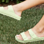 Birkenstock Slide Sandal in Faded Lime Color