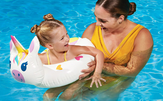 Bluescape White Unicorn Split Inflatable Swim Ring Pool Float