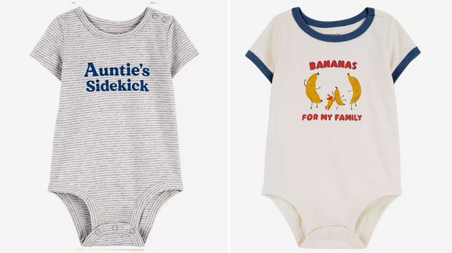 Carters Baby Aunties Sidekick and Bananas For My Family Bodysuits