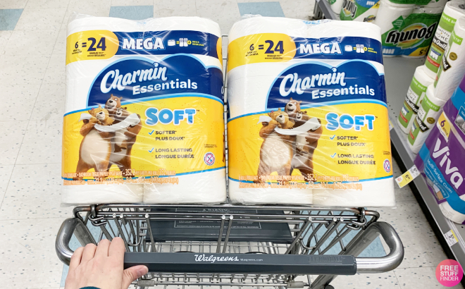 Charmin Essentials Soft Mega Rolls in Cart at Walgreens