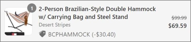 Checkout page of 2 Person Brazilian Style Double Hammock