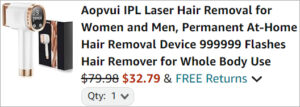 Checkout page of Aopvui IPL Laser Hair Removal