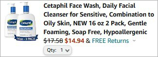 Checkout page of Cetaphil Facial Cleanser 2 Pack
