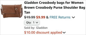 Checkout page of Gladdon Crossbody Bag