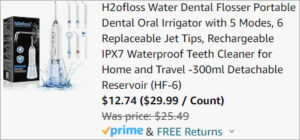 Checkout page of H2ofloss Water Dental Flosser