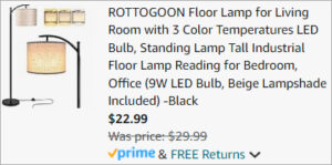 Checkout page of Rottogoon Floor Lamp