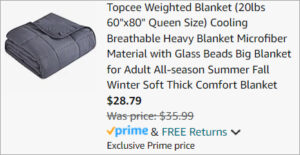 Checkout page of Topcee Weighted Blanket