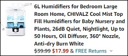 Chivalz Cool Mist Top Fill Humidifier Checkout