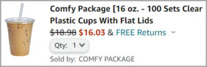 Clear Plastic Cups at Checkout