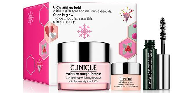 Clinique Glow and Go Bold Set Trio of Skin Care and Makeup Essentials