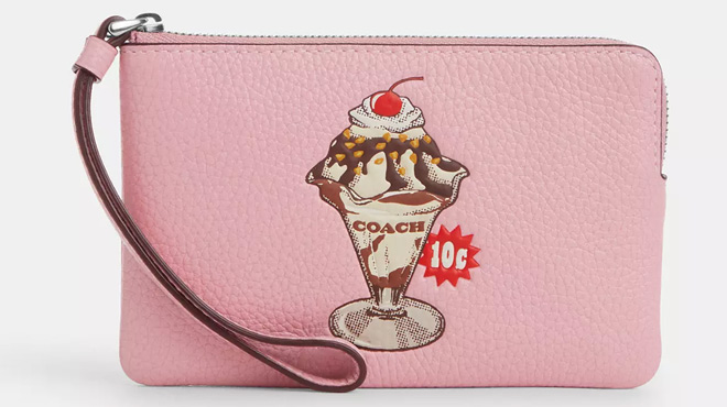 Coach Outlet Corner Zip Wristlet With Sundae Graphic