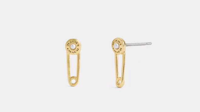 Coach Outlet Safety Pin Stud Earrings